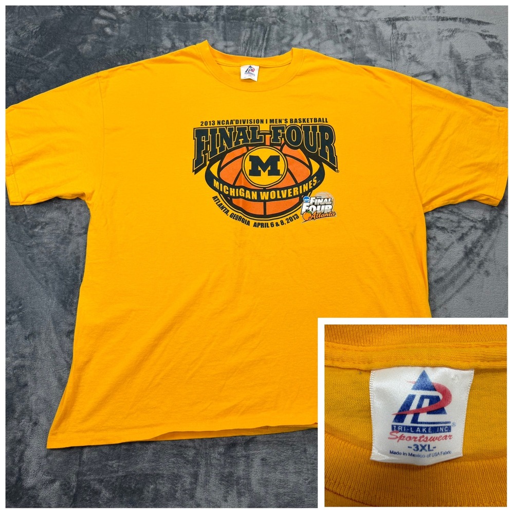 Michigan Wolverines 2013‎ NCAA Final Four Basketball T-Shirt Mens 3XL Yellow